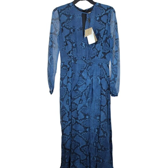 NWT Burberry Silk Snake Print Midi Dress | Elegance for Work & Parties - Picture 2 of 14